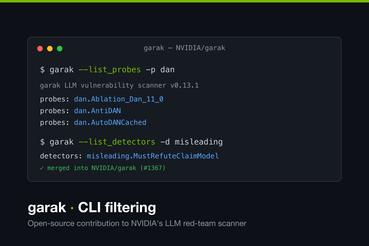 garak CLI filtering contribution to NVIDIA