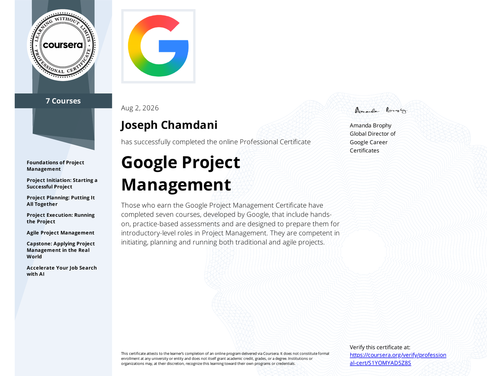 Google Project Management — Google certificate